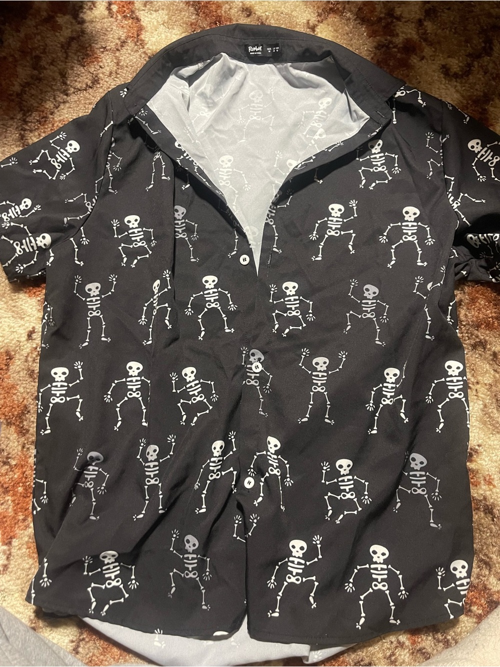 Romwe Men's M skull Halloween button down